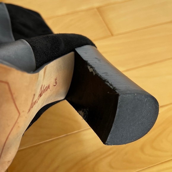 Sam Edelman leather suede black booties block heel size 6.5 - Picture 3 of 10